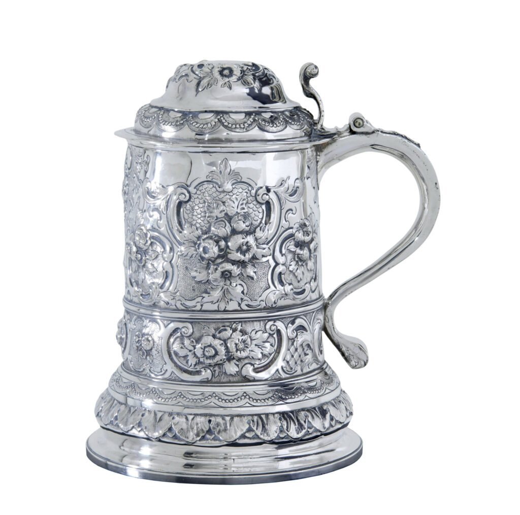 George I Silver Rococo Silver Lidded Tankard by John Penfold — image 11