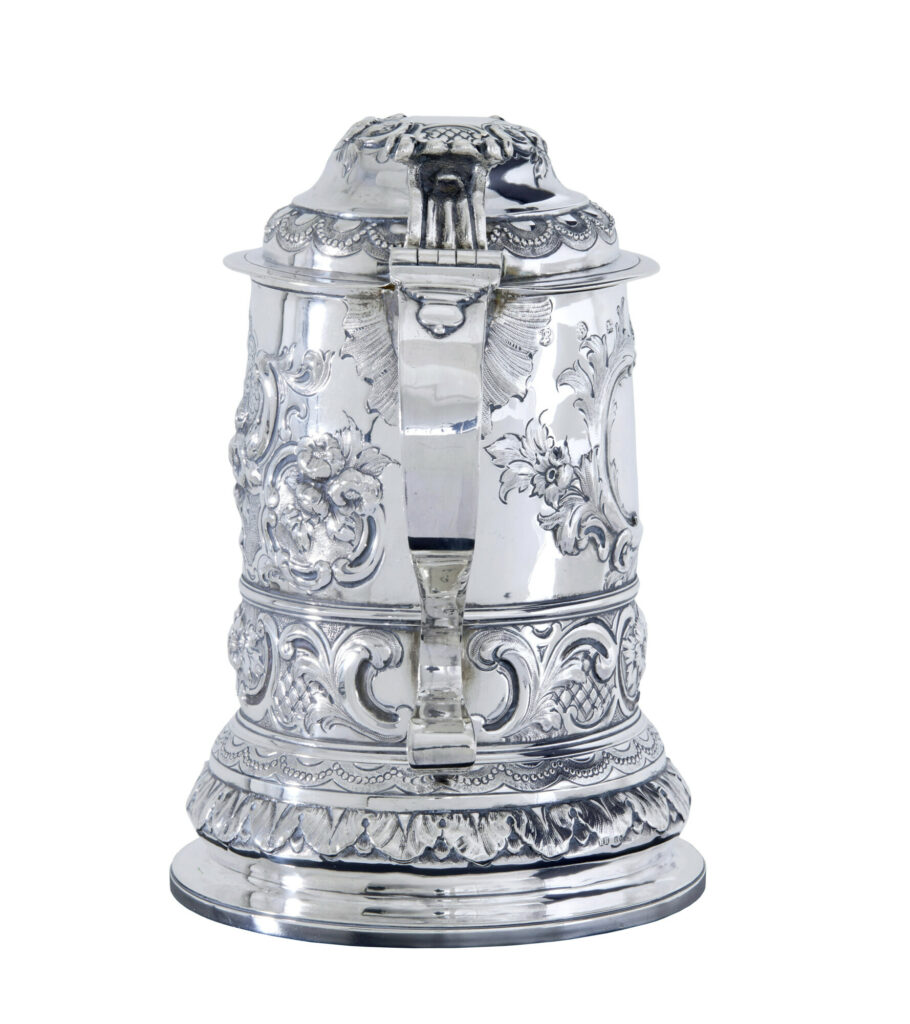 George I Silver Rococo Silver Lidded Tankard by John Penfold — image 10