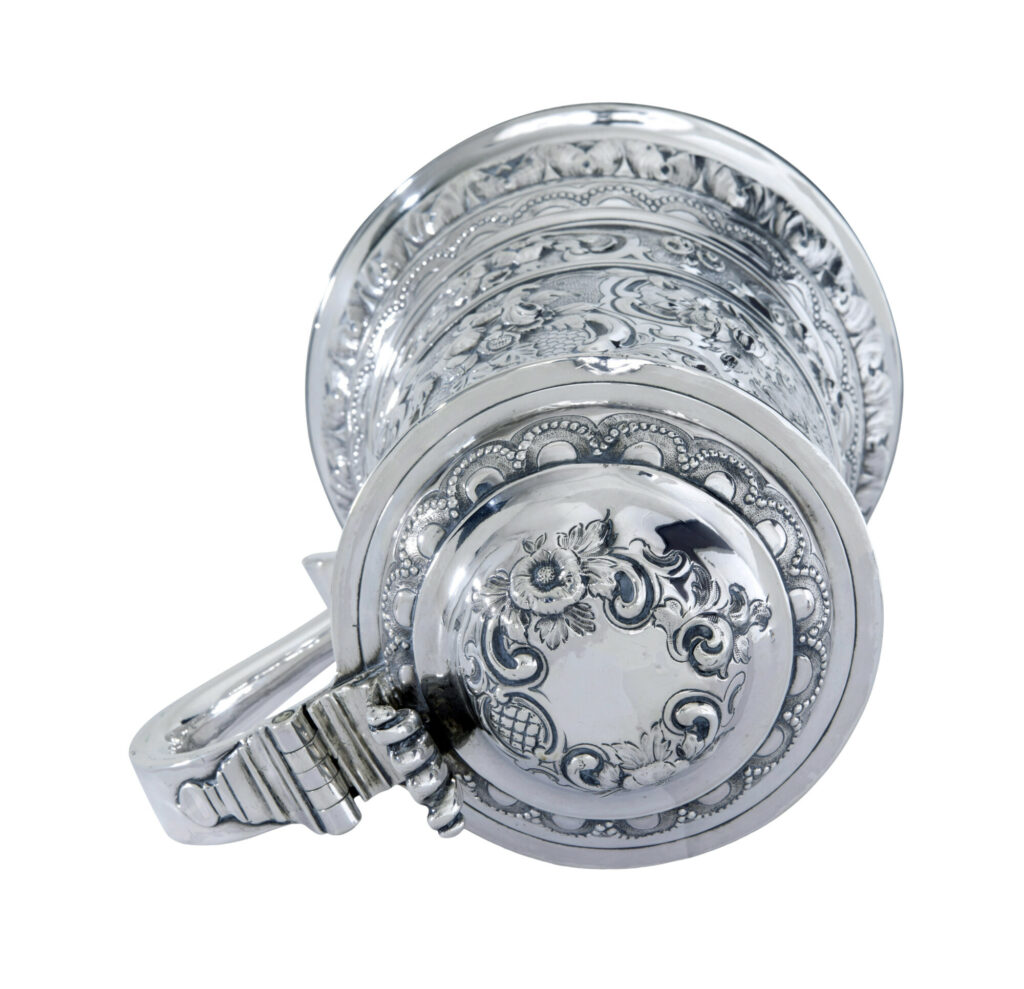 George I Silver Rococo Silver Lidded Tankard by John Penfold — image 8
