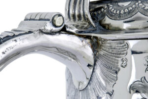 George I Silver Rococo Silver Lidded Tankard by John Penfold — thumbnail 3