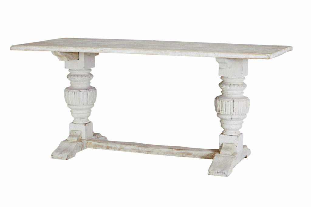 Limed Oak Baluster Support Dining Table — image 2