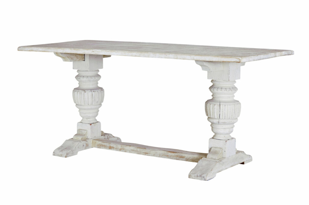 Limed Oak Baluster Support Dining Table