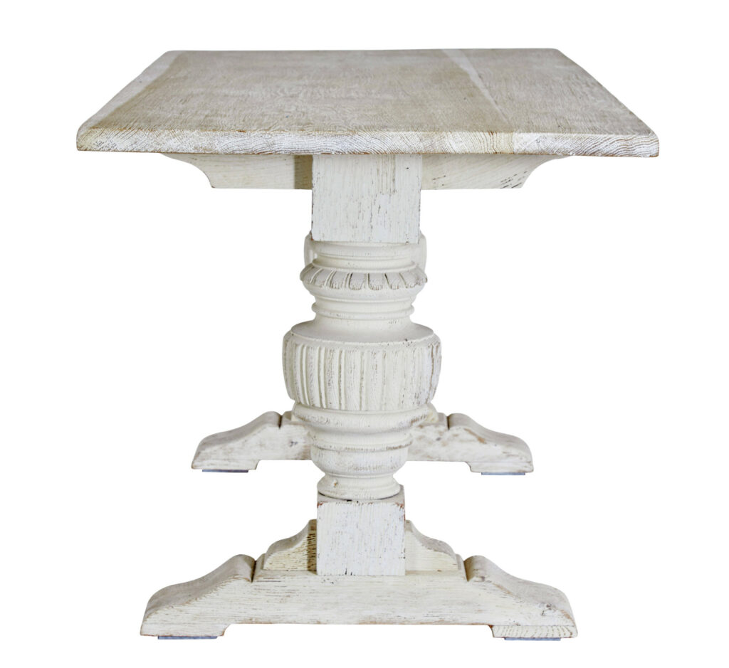 Limed Oak Baluster Support Dining Table — image 8