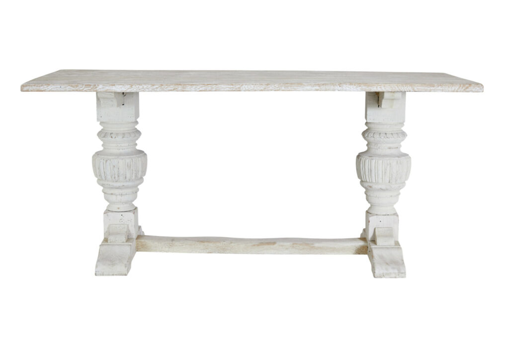 Limed Oak Baluster Support Dining Table — image 7