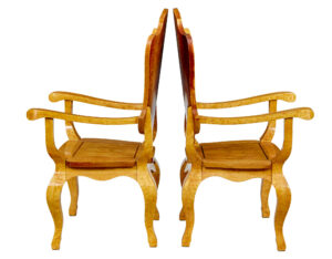 3 Piece 20th Century Burr Birch Games Table and Armchairs — thumbnail 8