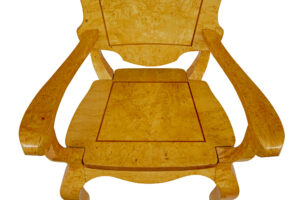 3 Piece 20th Century Burr Birch Games Table and Armchairs — thumbnail 5