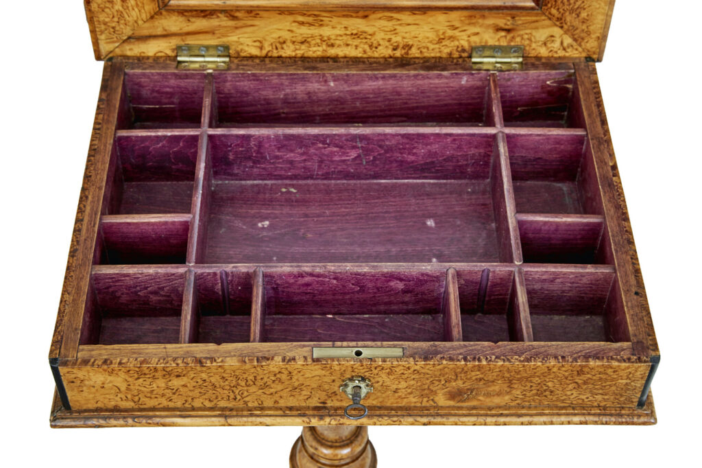 Mid 19th Century Swedish Burr Birch Work Table — image 5