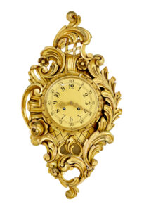 MID CENTURY CARVED ROCOCO REVIVAL GILT CLOCK BY WESTERSTRAND