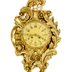 MID CENTURY CARVED ROCOCO REVIVAL GILT CLOCK BY WESTERSTRAND