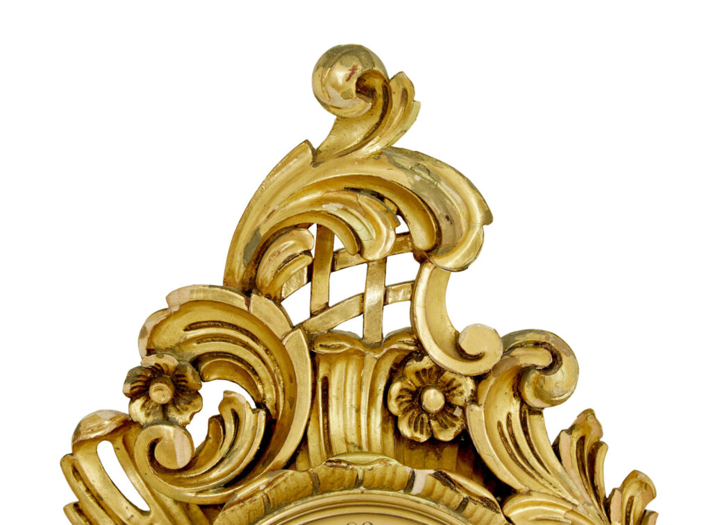 Mid Century Carved Rococo Revival Gilt Clock by Westerstrand — image 7