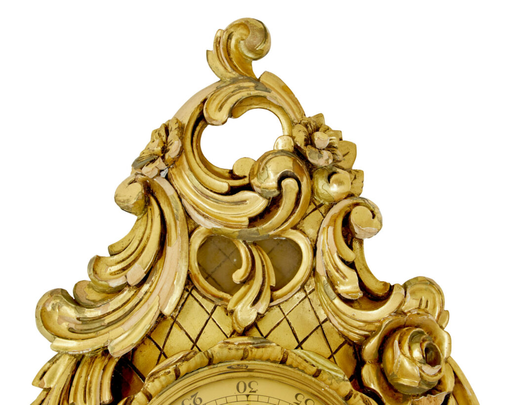 Mid Century Carved Rococo Revival Gilt Clock by Westerstrand — image 6
