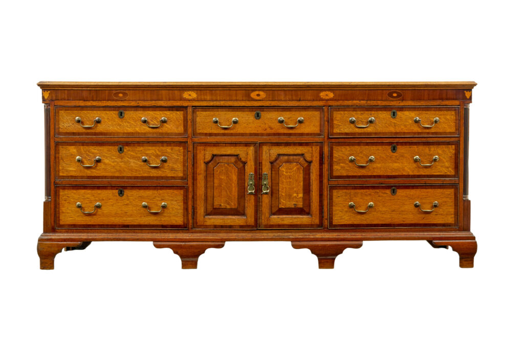 18th Century Inlaid Oak Lancashire Dresser Base — image 7