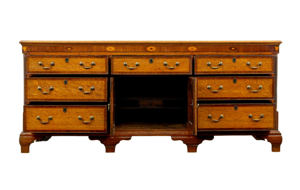 18th Century Inlaid Oak Lancashire Dresser Base — image 6