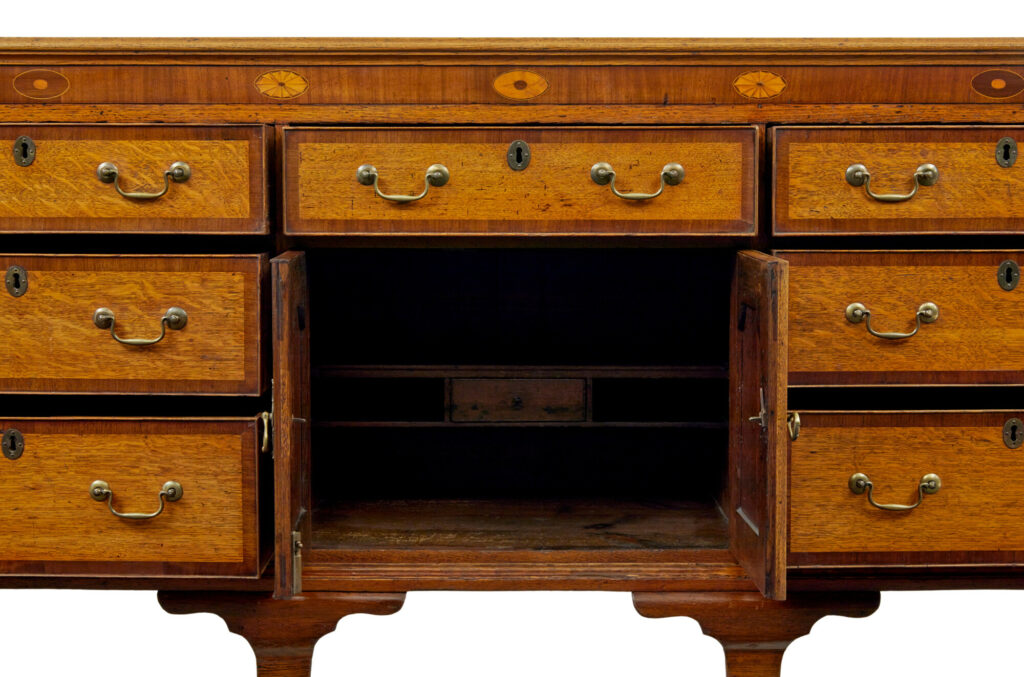 18th Century Inlaid Oak Lancashire Dresser Base — image 5