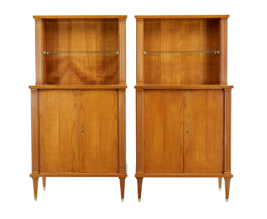 Pair of Mid Century Scandinavian Elm Cabinets