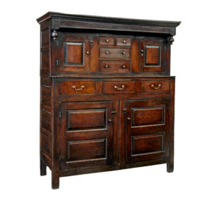 17TH CENTURY CARVED OAK WELSH COURT CUPBOARD