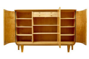 Mid Century Scandinavian Birch Inlaid Shaped Sideboard — thumbnail 9