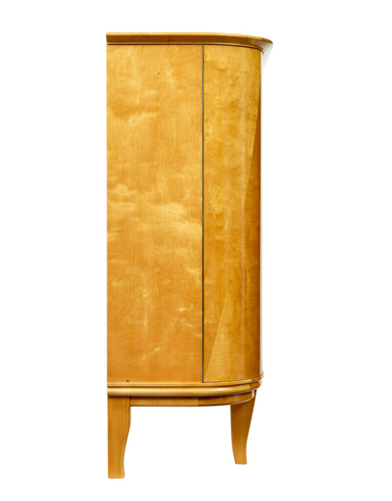 Mid Century Scandinavian Birch Inlaid Shaped Sideboard — image 7