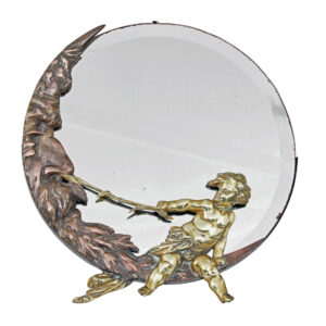 PERIOD ART DECO BRONZE AND BRASS TABLE MIRROR