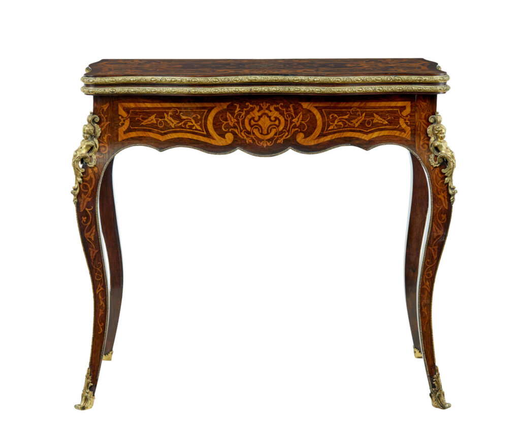 19th Century Louis Xv Influenced Inlaid Card Table — image 12