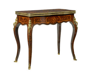 19TH CENTURY LOUIS XV INFLUENCED INLAID CARD TABLE