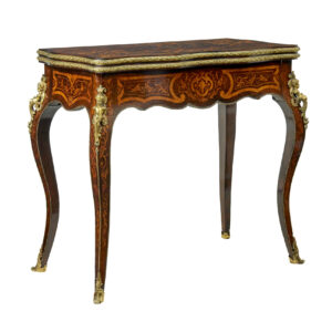 19TH CENTURY LOUIS XV INFLUENCED INLAID CARD TABLE