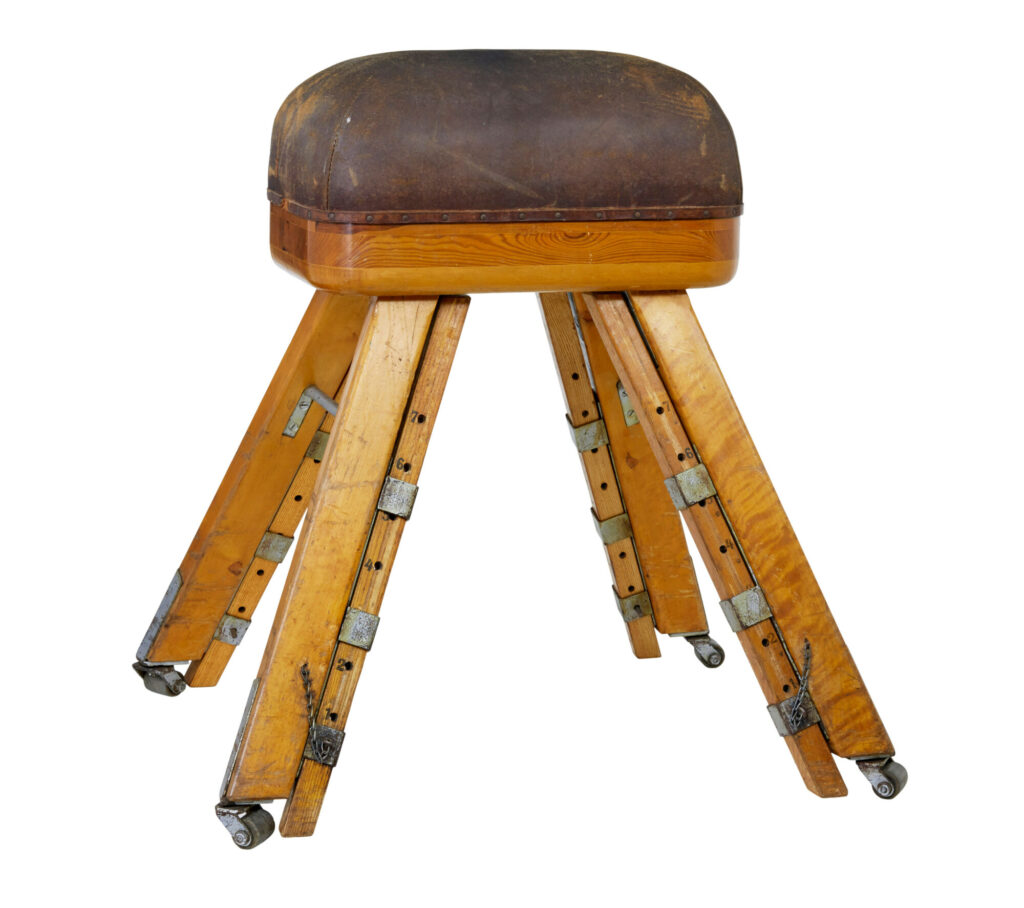 LARGE MID 20TH CENTURY SCANDINAVIAN PINE GYM HORSE