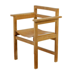 Set of 6 1960’s Scandinavian Modern Oak and Leather Armchairs — thumbnail 6