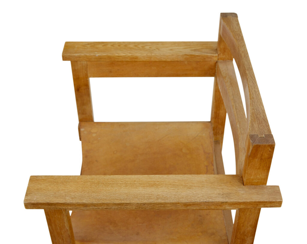 Set of 6 1960’s Scandinavian Modern Oak and Leather Armchairs — image 5