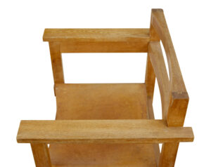 Set of 6 1960’s Scandinavian Modern Oak and Leather Armchairs — thumbnail 5