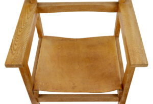 Set of 6 1960’s Scandinavian Modern Oak and Leather Armchairs — thumbnail 4