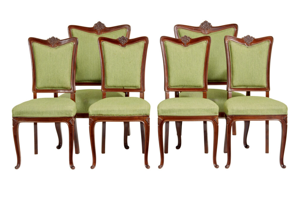 Set of 6 Mid 20th Century Carved Dining Chairs