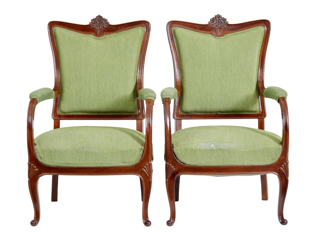 Set of 6 Mid 20th Century Carved Dining Chairs — image 11