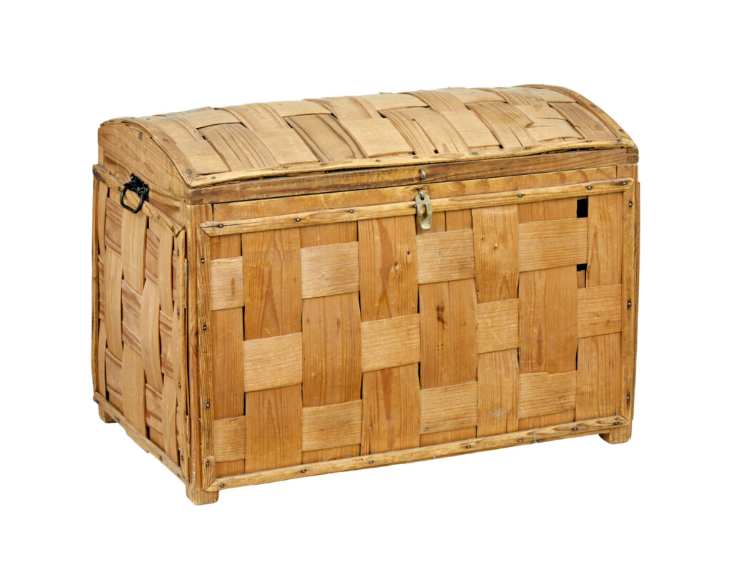 19th Century Swedish Woven Pine Dome Top Trunk — image 2