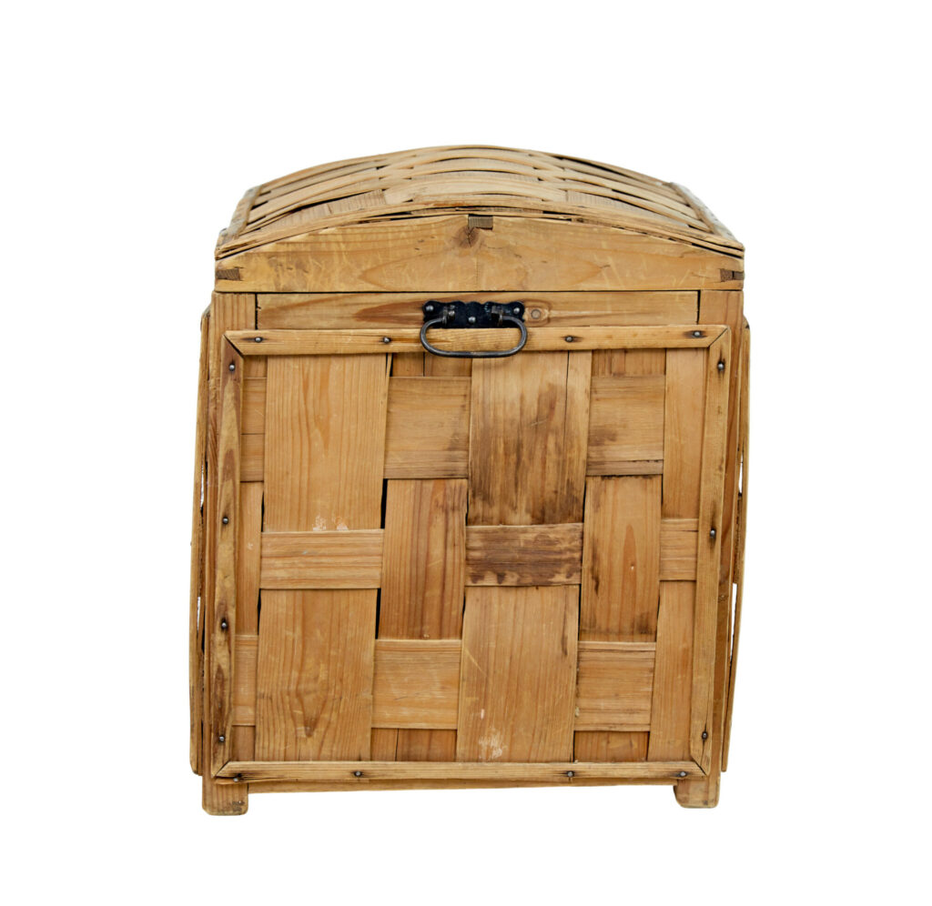 19th Century Swedish Woven Pine Dome Top Trunk — image 7