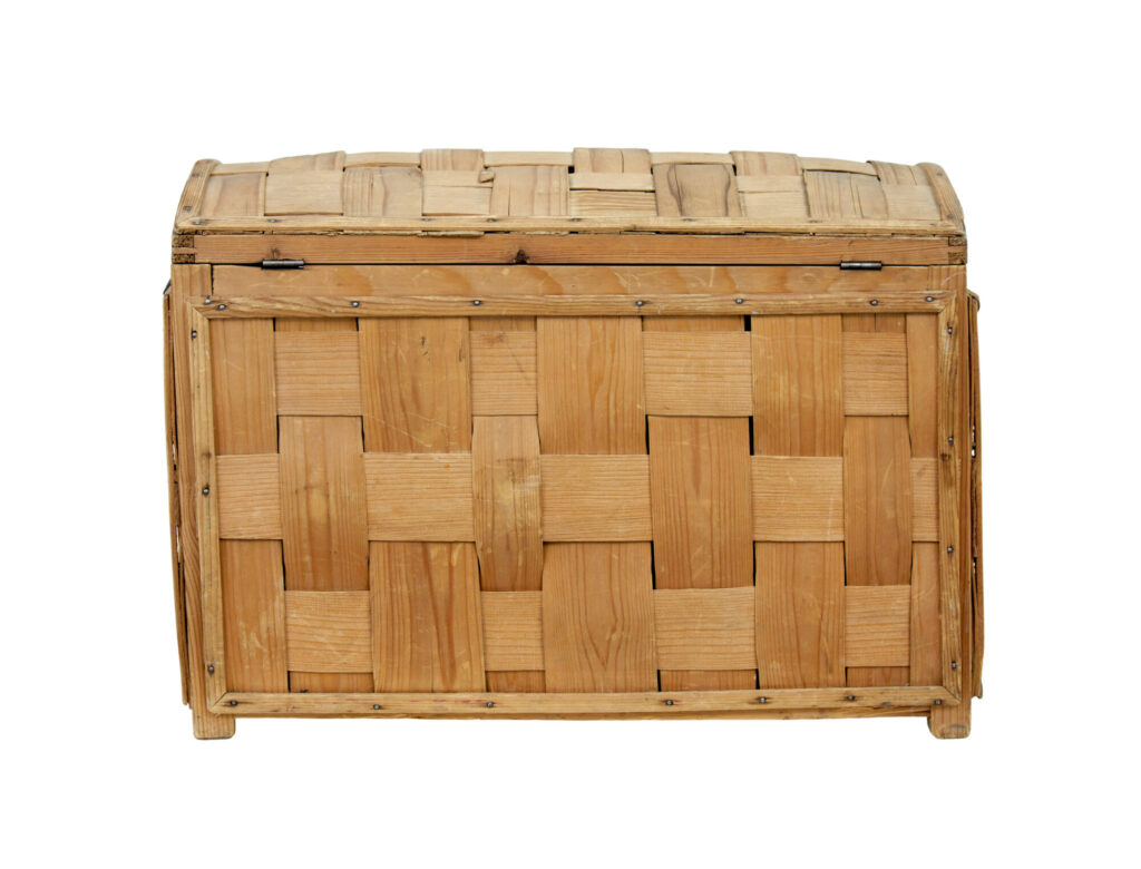 19th Century Swedish Woven Pine Dome Top Trunk — image 6