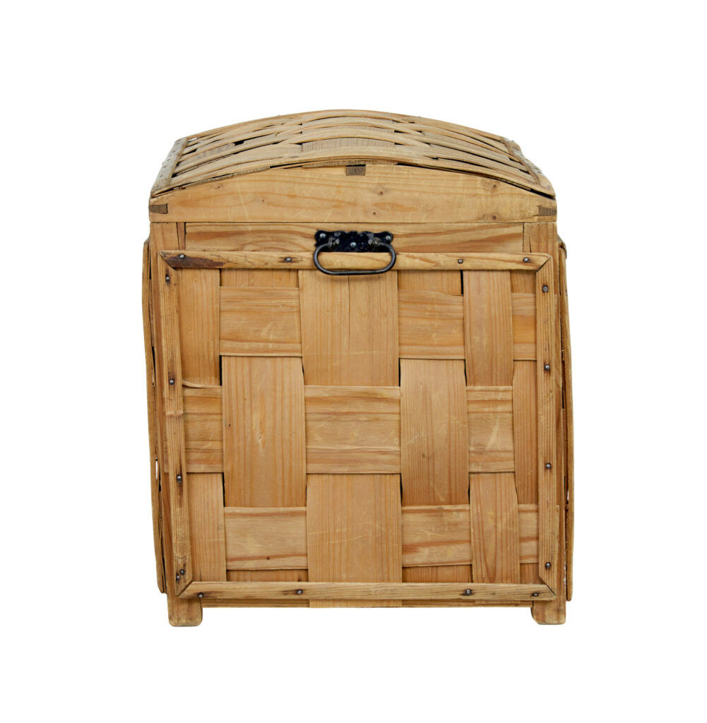 19th Century Swedish Woven Pine Dome Top Trunk — image 5