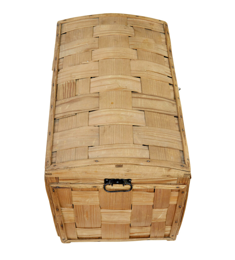19th Century Swedish Woven Pine Dome Top Trunk — image 4
