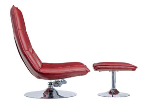 20th Century Chrome and Leather Chair with Stool — thumbnail 7