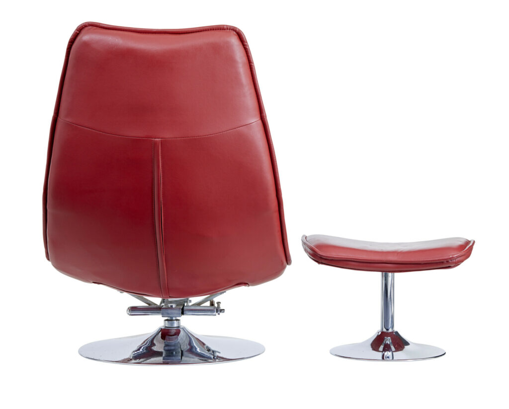 20th Century Chrome and Leather Chair with Stool — image 6