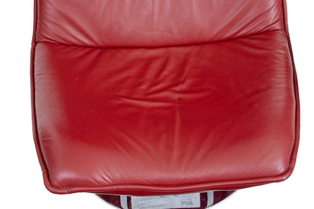 20th Century Chrome and Leather Chair with Stool — image 4