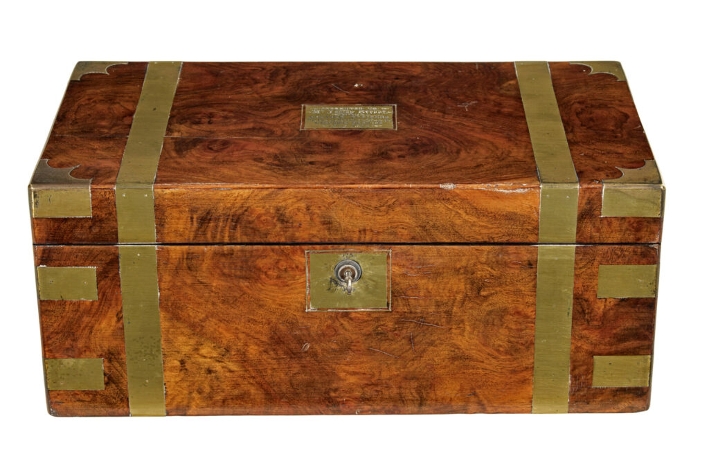 19th Century Brass Bound Mahogany Writing Slope