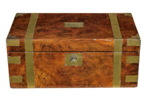 19TH CENTURY BRASS BOUND MAHOGANY WRITING SLOPE