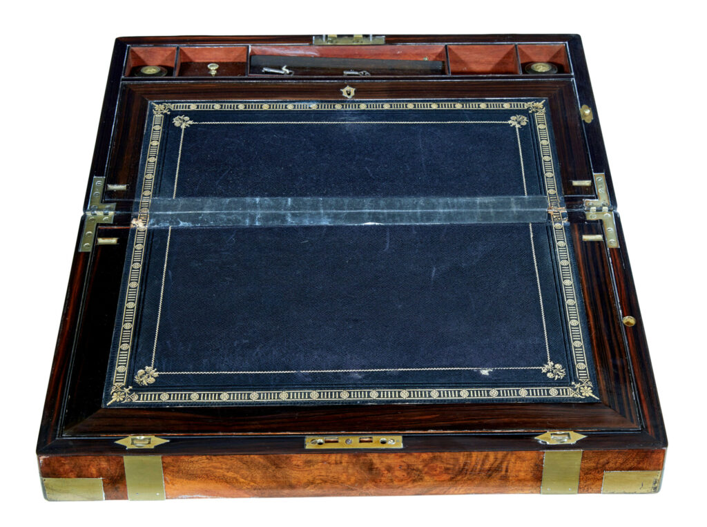 19th Century Brass Bound Mahogany Writing Slope — image 9