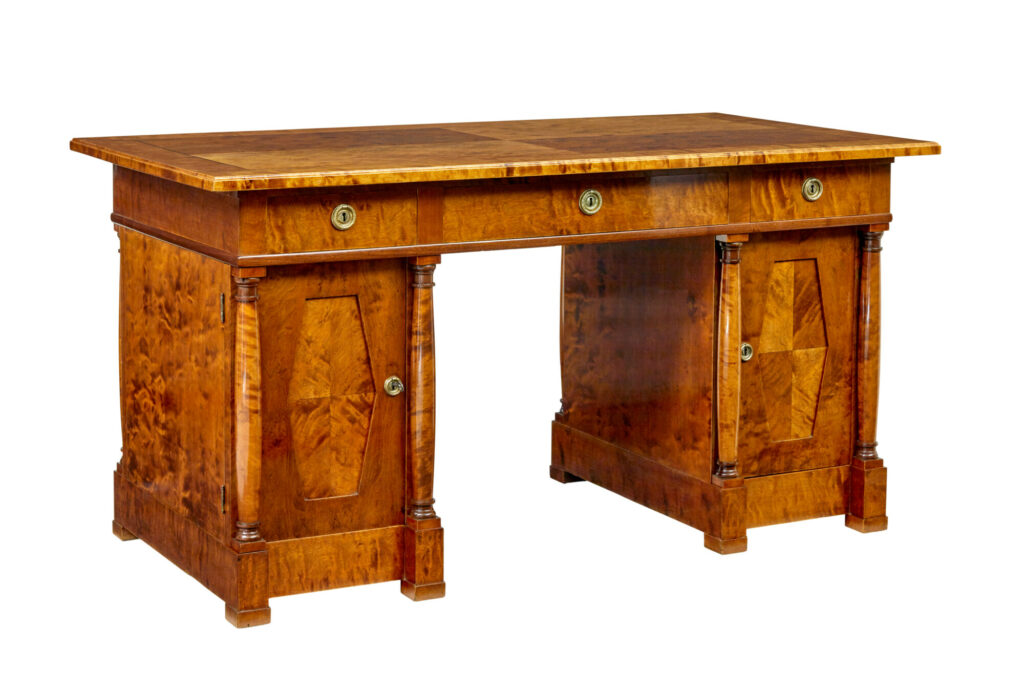 19th Century Empire Revival Swedish Birch Desk