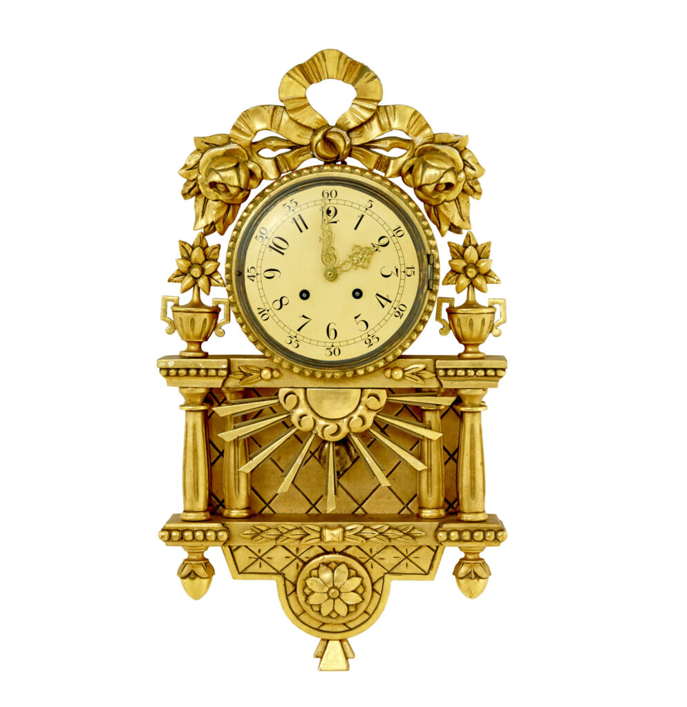 20th Century Westerstrand Rococo Revival Gilt Wall Clock