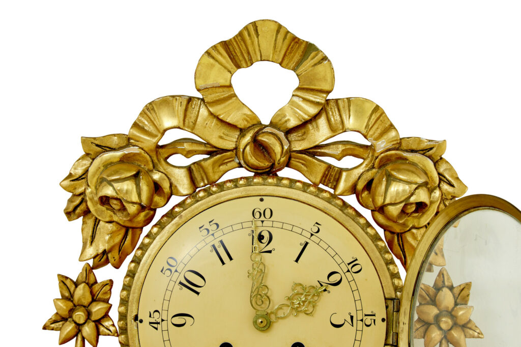 20th Century Westerstrand Rococo Revival Gilt Wall Clock — image 4