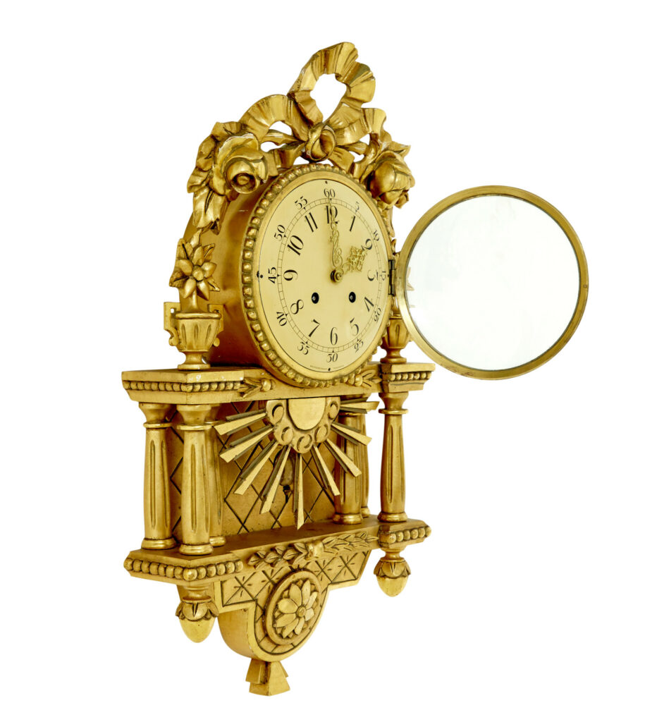 20th Century Westerstrand Rococo Revival Gilt Wall Clock — image 2