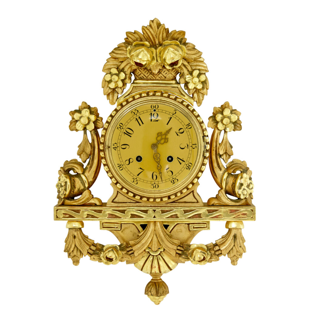20th Century Westerstrand Rococo Revival Gilt Carved Clock