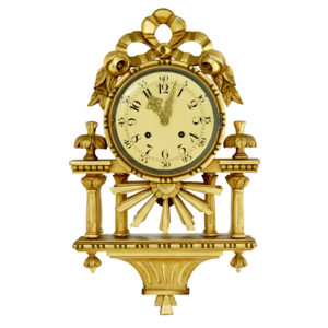 20TH CENTURY SWEDISH GILT CARVED WOOD WALL CLOCK